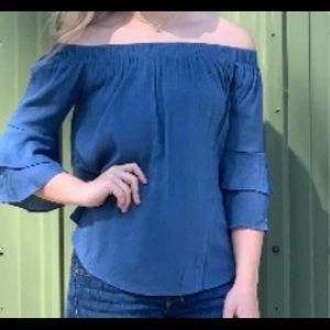 Blue off the shoulder top